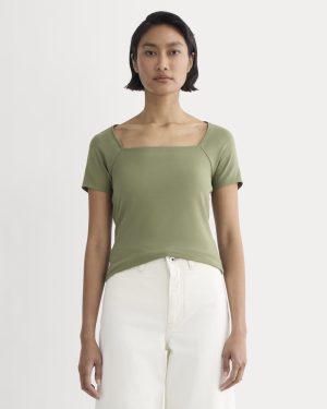 The Form Square-Neck Top | Lichen Green