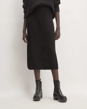 The Organic Cotton Sweater Midi Skirt | Black