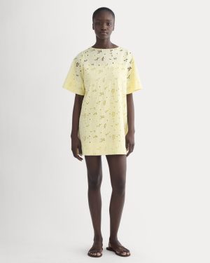 The Eyelet Mini Shift Dress | Light Yellow