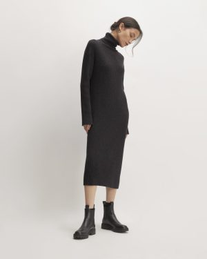 The Cotton-Merino Turtleneck Dress | Heather Charcoal