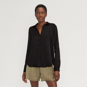 The Satin Relaxed Shirt | Black