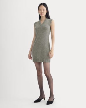 Sweater Mini Dress in Luxe Merino | Heathered Mid-Grey