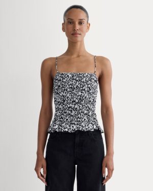 The Smocked Tank | Bone / Black Floral