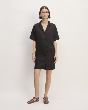 The Shirtdress in Linen | Black
