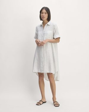 The Daytripper Dress in Linen | White / Black