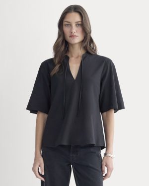 The Gauze Tie-Front Shirt | Black