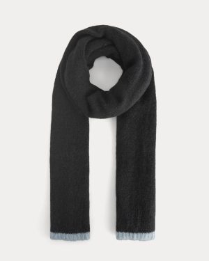 Plush Alpaca Scarf | Black/ Skyway