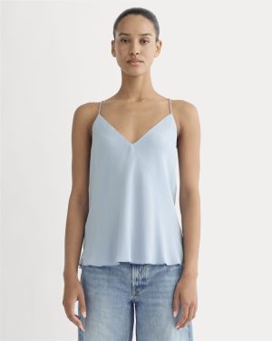 The Tie Back Cami in Washable Silk | Soft Blue