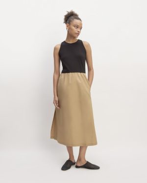 The Supima® High-Neck Riviera Dress | Black / Tiger's Eye