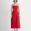 The Seamed Dress in Stretch Linen | Classic Red
