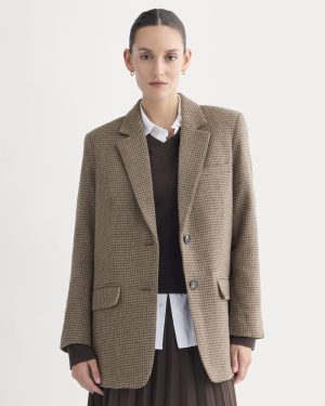 The Oversized Blazer in Wool | Brown Houndstooth
