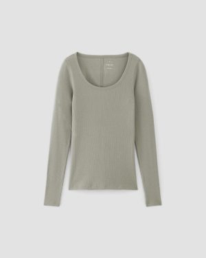 The Luxe Rib Long-Sleeve Scoop-Neck Tee | Sage Green