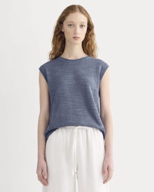 The Muscle Sweater in Cotton Linen | Indigo
