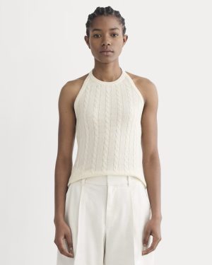 The Cable Halter in Cotton Cashmere | Birch