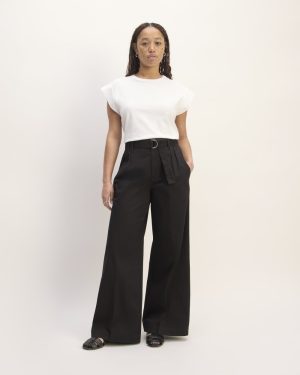 The Pleated Wide-Leg Chino | Black