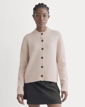 The Crew Cardigan in Alpaca | Soft Rose