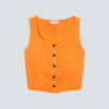 The Linen Button-Front Crop Tank | Turmeric