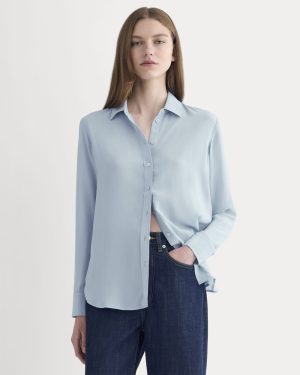 The Must-Have Shirt in Washable Silk | Soft Blue