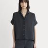The Boxy Shirt in Washable Silk | Navy