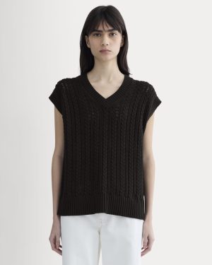 The Mesh Cable Vest in Everyday Cotton | Black