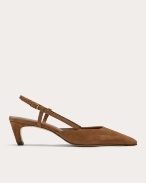 The Studio Slingback Heel | Saddle Brown Suede