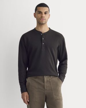 Thermal Henley in Cozy Waffle | Black
