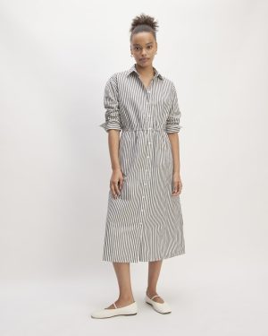 The Supima® Cotton Midi Shirt Dress | Optic White / Black