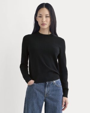 Cashmere Slim Crew Sweater | Black