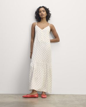 The Long Weekend Dress in Butterlite | Bone / Black Square Dot