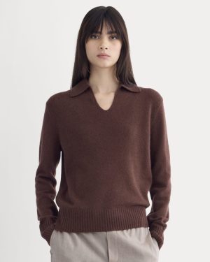 Cashmere Polo Sweater | Dark Mahogany