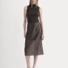 Midi Skirt in Cotton-Silk Organza | Dark Chocolate