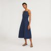 The Structured Cotton Bell Dress | Navy