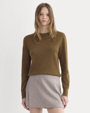 Cashmere Slim Crew Sweater | Heathered Toffee