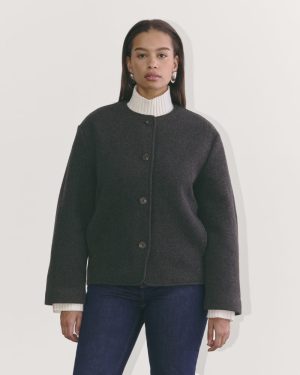 The Cocoon Coat in Wool | Heather Charcoal
