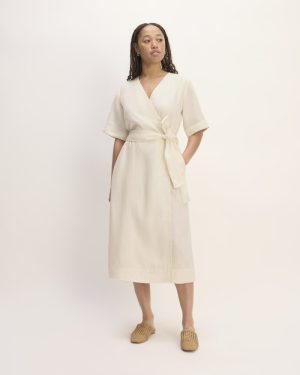The Wrap Dress in Linen | Bone