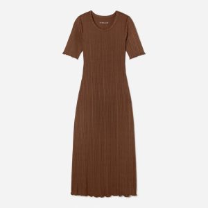 The Open Back Rib Dress | Espresso