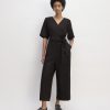 The Wrap Jumpsuit in Linen | Black