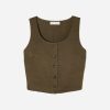 The Linen Button-Front Crop Tank | Beech