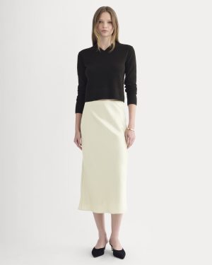 Slip Skirt in Silk Charmeuse | Bone