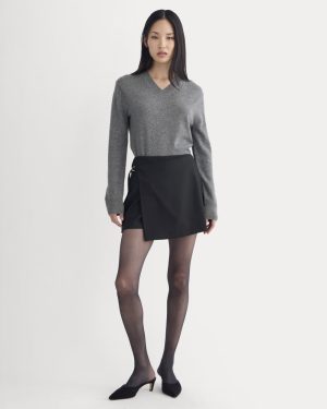 Wrap Mini Skort in Tailor Twill | Black