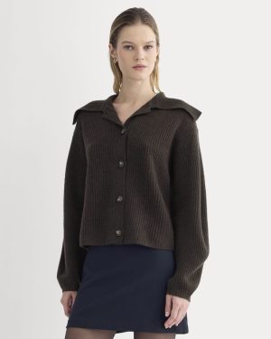 Fisherman Cardigan in Wool Cashmere | Americano Brown