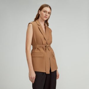 The Sleeveless Blazer in Buttersmooth | Toasted Coconut