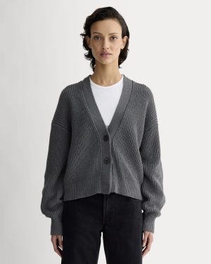 The Boxy Cardigan in Everyday Cotton | Heathered Charcoal