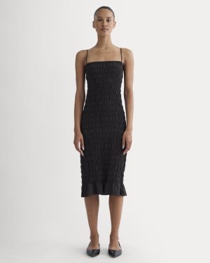 The Smocked Column Dress | Black