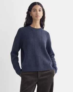 Cashmere Herringbone Sweater | Indigo
