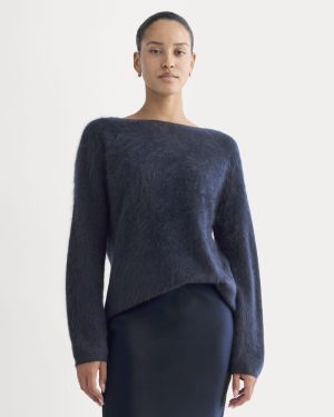 Lush Cashmere Off-Shoulder Sweater | Starry Navy