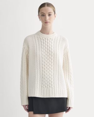Cable Sweater in Luxe Merino | Bone