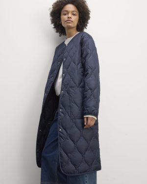 The Long Quilted Liner | Navy