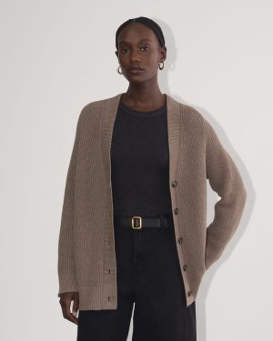 The Long Cocoon Cardigan | Heather Taupe