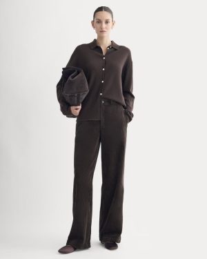 Corduroy Wide-Leg Trouser | Dark Chocolate